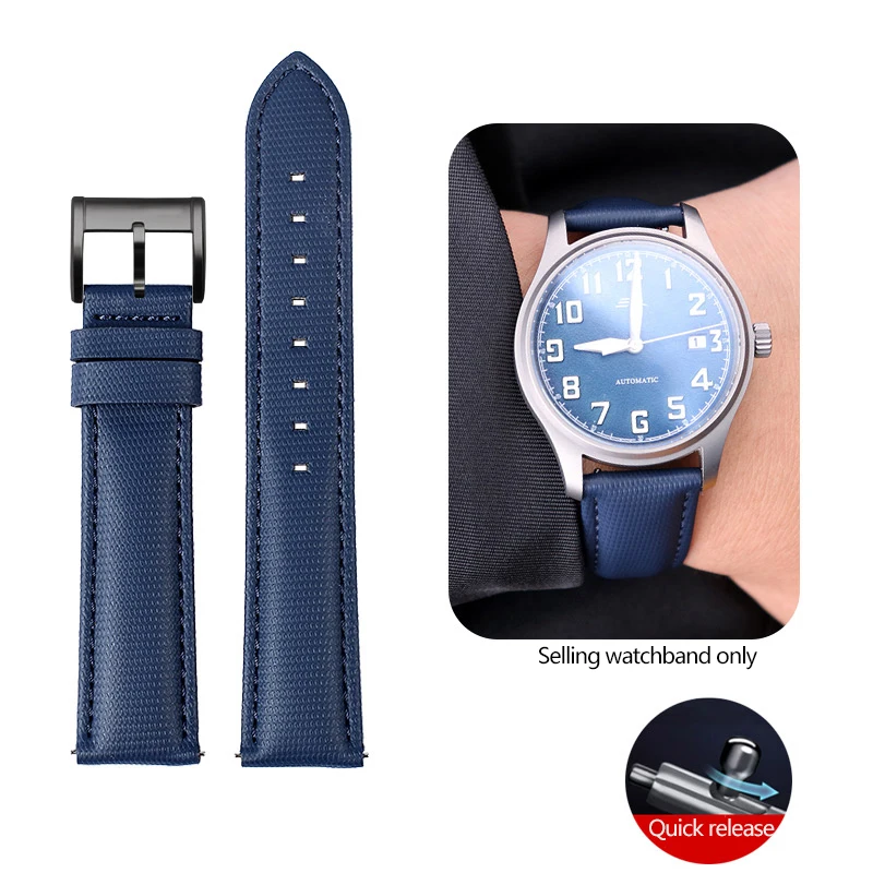 thumbnail image 1 of Correa de diseño de liberación rápida para Rossini 518865 Citizen Blue Angel AT8020 Pulsera de cuero universal para reloj de 20 mm, 22 mm y 23 mm, 1 of 5