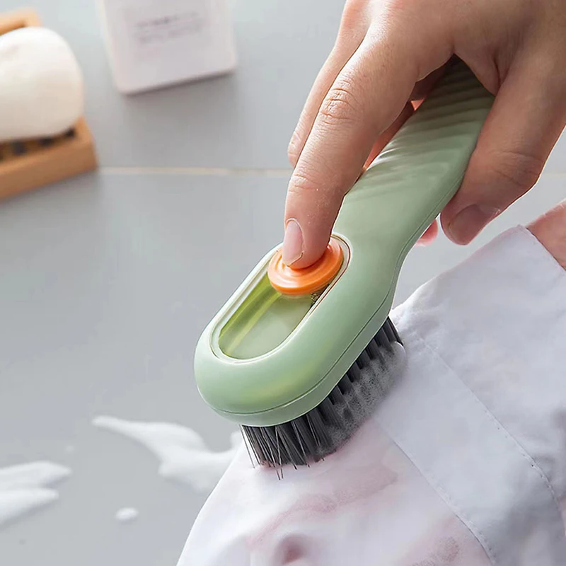 Multifunctional Long Handle Shoe-shiner Brush With Silicone Rope PP Clothes Cleaner Soap Dispenser Cleaning Tool Banister Brush