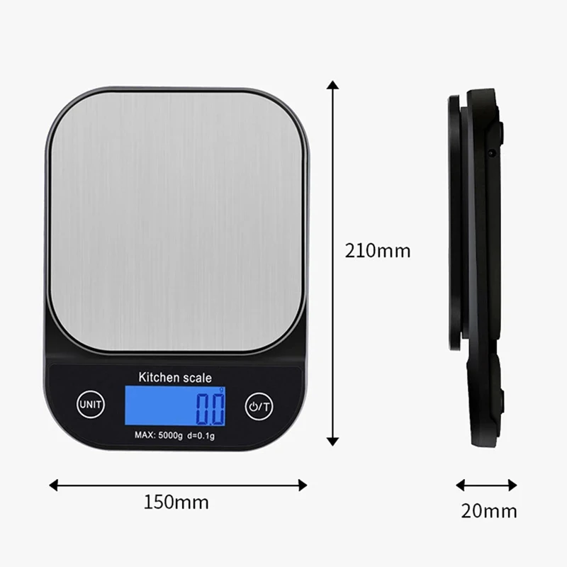 3/5kg 0.1g 10kg/1g Waterproof Kitchen Scale Stainless Steel Electronic Digital Food Scale USB Rechargeble Cooking Baking Scales