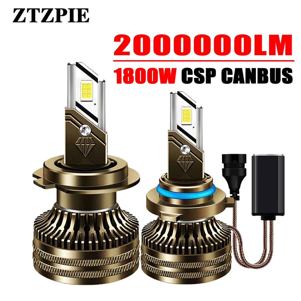 ZTZPIE 6000K HB3 HB4 9005 9006 H1 H7 H4 H11 2Bulb светодиодные лампы Canbus CSP 3570 высокомощная Автомобильная фара противотуманная светильник 1800 Вт 2000000LM