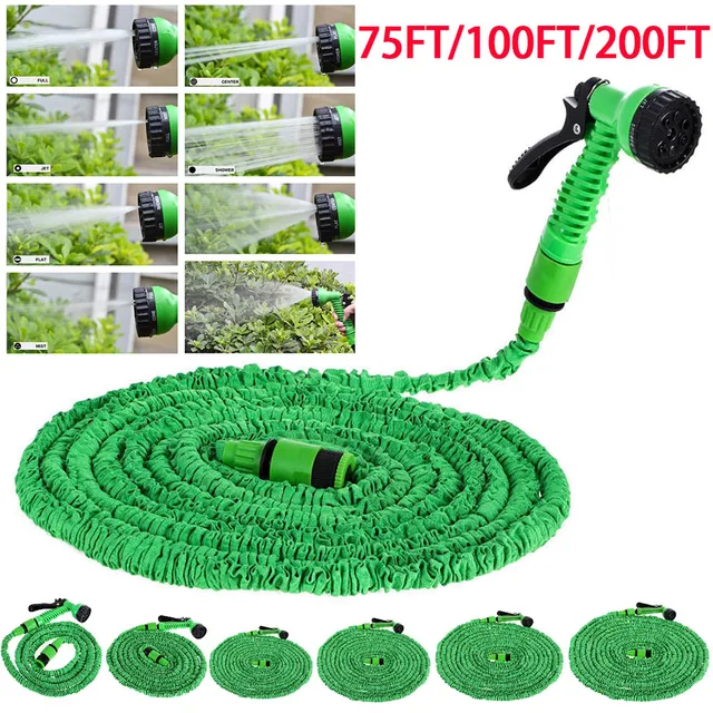 25-200 Láb Kibővíthető Vízpisztoly Tömlőkészlet Magic Pvc Orsó Cső 6 Permetező Üzemmódú Kerti Farm Öntöző Autó Mosáshoz