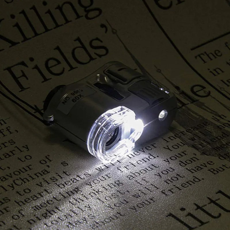 60X Handheld Magnifying Glass Mini Pocket Microscope Loupe Currency Detector Jeweler Magnifier With LED Light magnifying glass jewelry magnifier jewelry magnifying glass