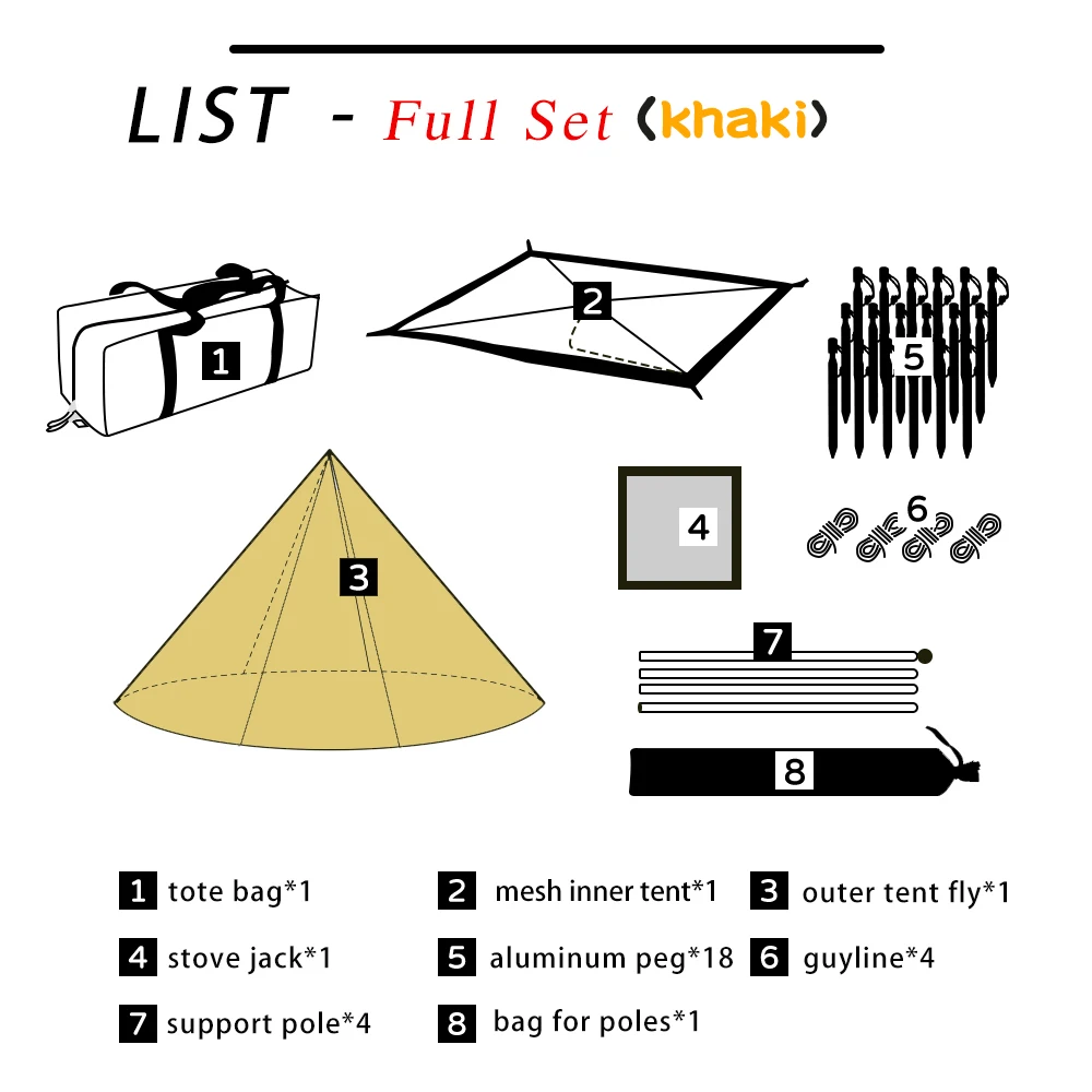 خيمة هرمية خفيفة الوزن يطير مع فتحة مدخنة خيمة تيب...