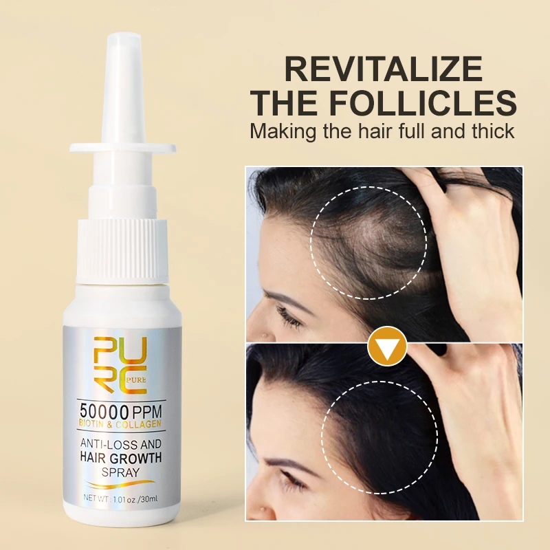 

PURC Biotin Hair Growth Spray for Men and Women Collagen Fast Hair Regrowth Oil Anti Hair Loss Scalp Treatment Hair Care Product