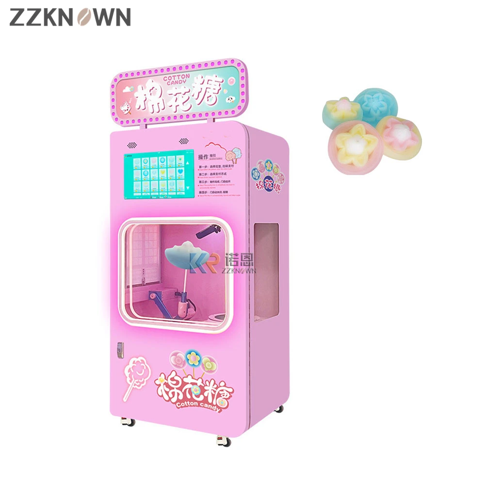 Automatic Cotton Candy Vending Machine Robot Commercial Floss Marshmallow Sugar Electric Making Flower Cotton Candy Machine