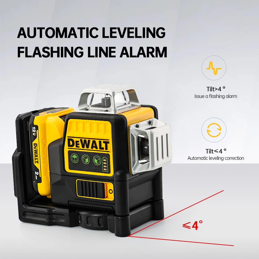 DEWALT DW089LG 3 Sides*360 Degree Laser Level Vertical 12 Lines Self-Leveling Horizontal And Vertical Cross Line Tools 6