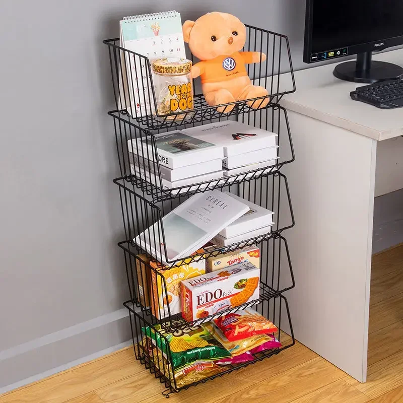Steel Kitchen Trolley Vegetable Fruit Snacks Grocery Organiser Household Storage Basket 2/3/4/5 Tier Rolling trolley cart