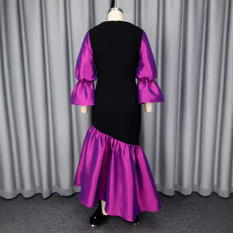 Elegant Dress Women for Wedding Party 2026 Summer Fashion African Women Long Sleeve V-neck Polyester Long Dress Africa Clothing - 5