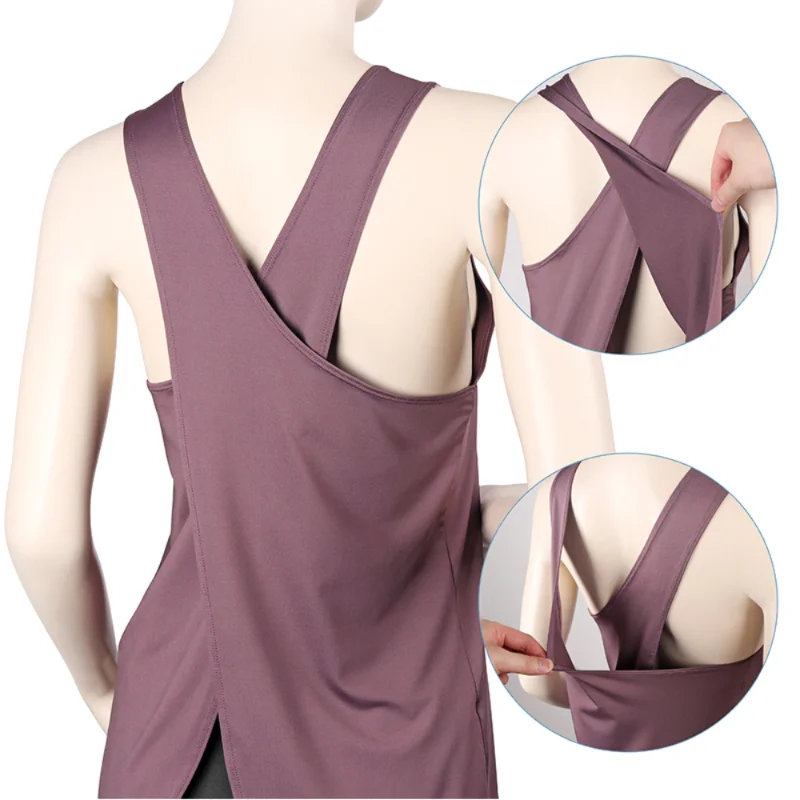 

Sleeveless Shawl Camisole Yoga Vest Women Workout Fitness Sports Body Vest Breathable Quick-dry Tank Tops Sexy Casual Ladies Top