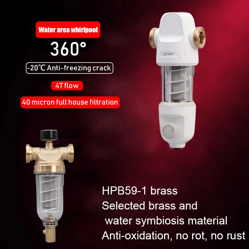 JOYDEF Filter Purifier Whole House Spin Down Sediment Water Filter Central Prefilter System Backwash Stainless Steel Mesh