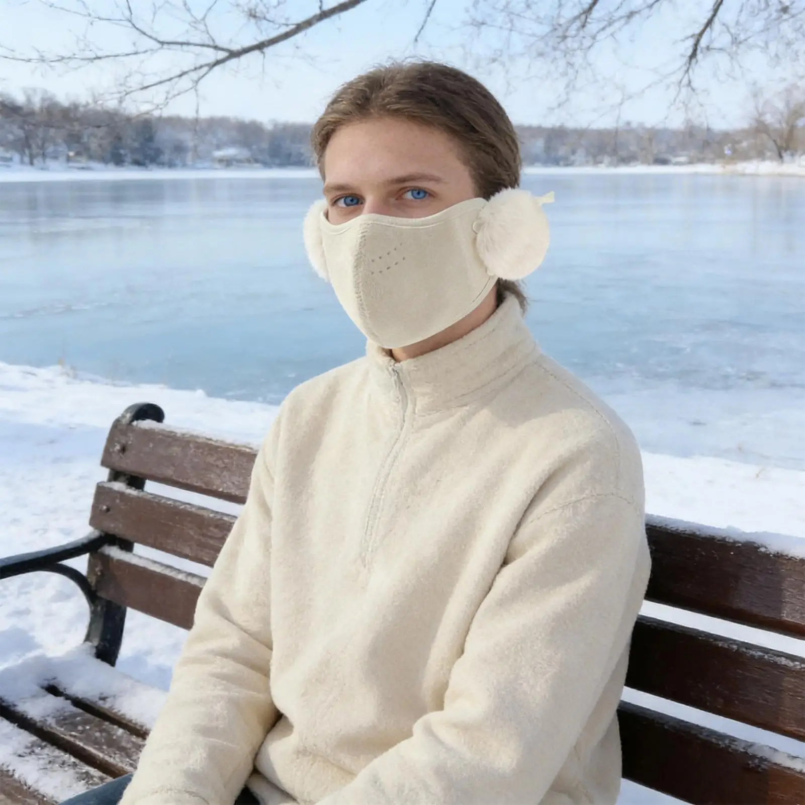 얼굴 입 커버 귀 덮개가 있는 두꺼운 보온 쉴드 스포츠 하이킹 출퇴근 사이클링 여성 겨울 야외 스키용