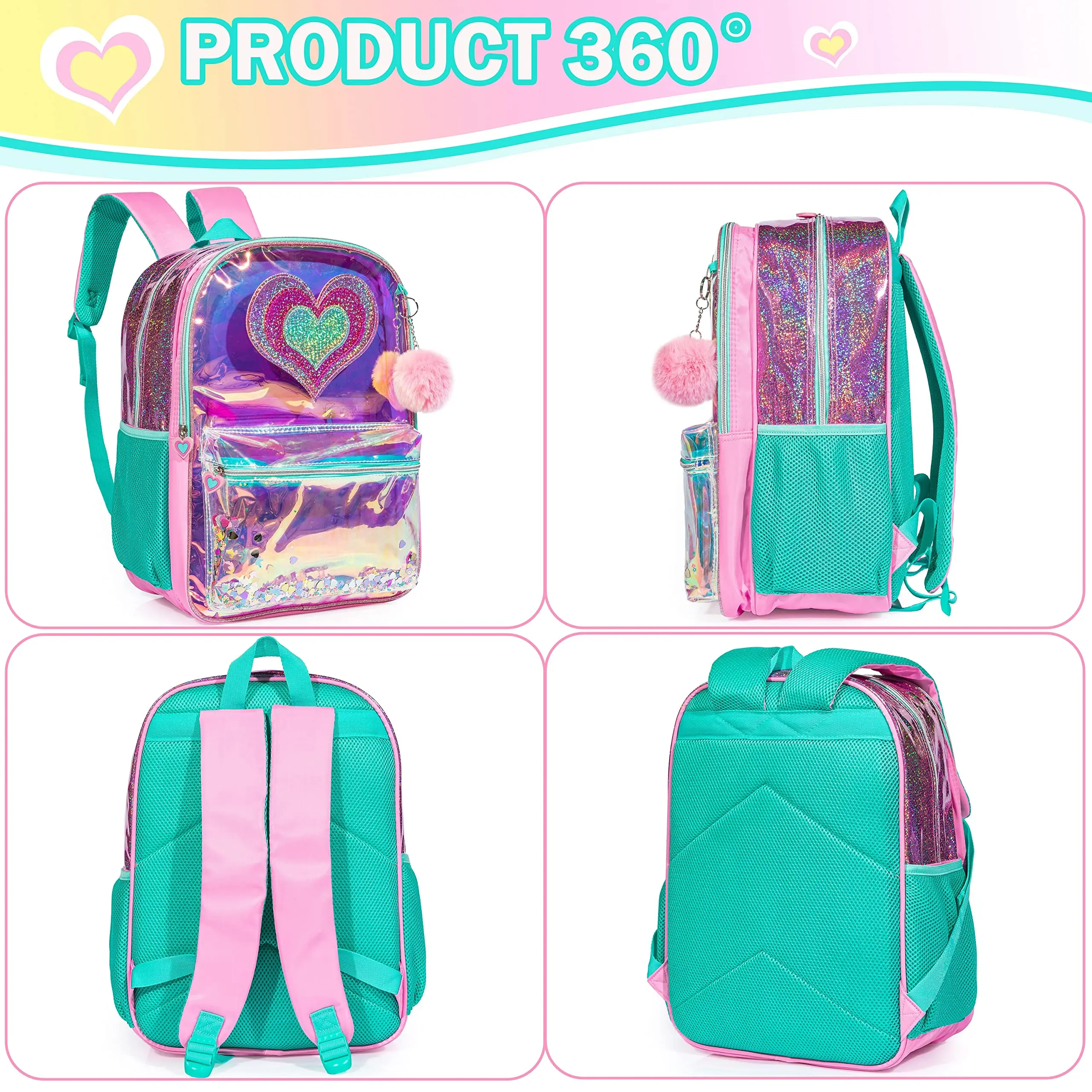 Backpack for Girls Backpacks for Elementary Student with Lunch Box Pencil Case 3 in 1 Bookbag for Girls for School 5