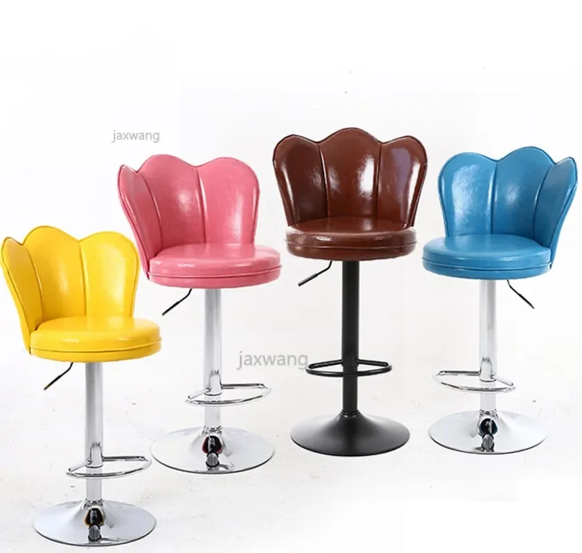 Bar Chair High-quality Leather Modern Lift office Chair Creative Cashier Front Chairs Nordic Rotating High Stool