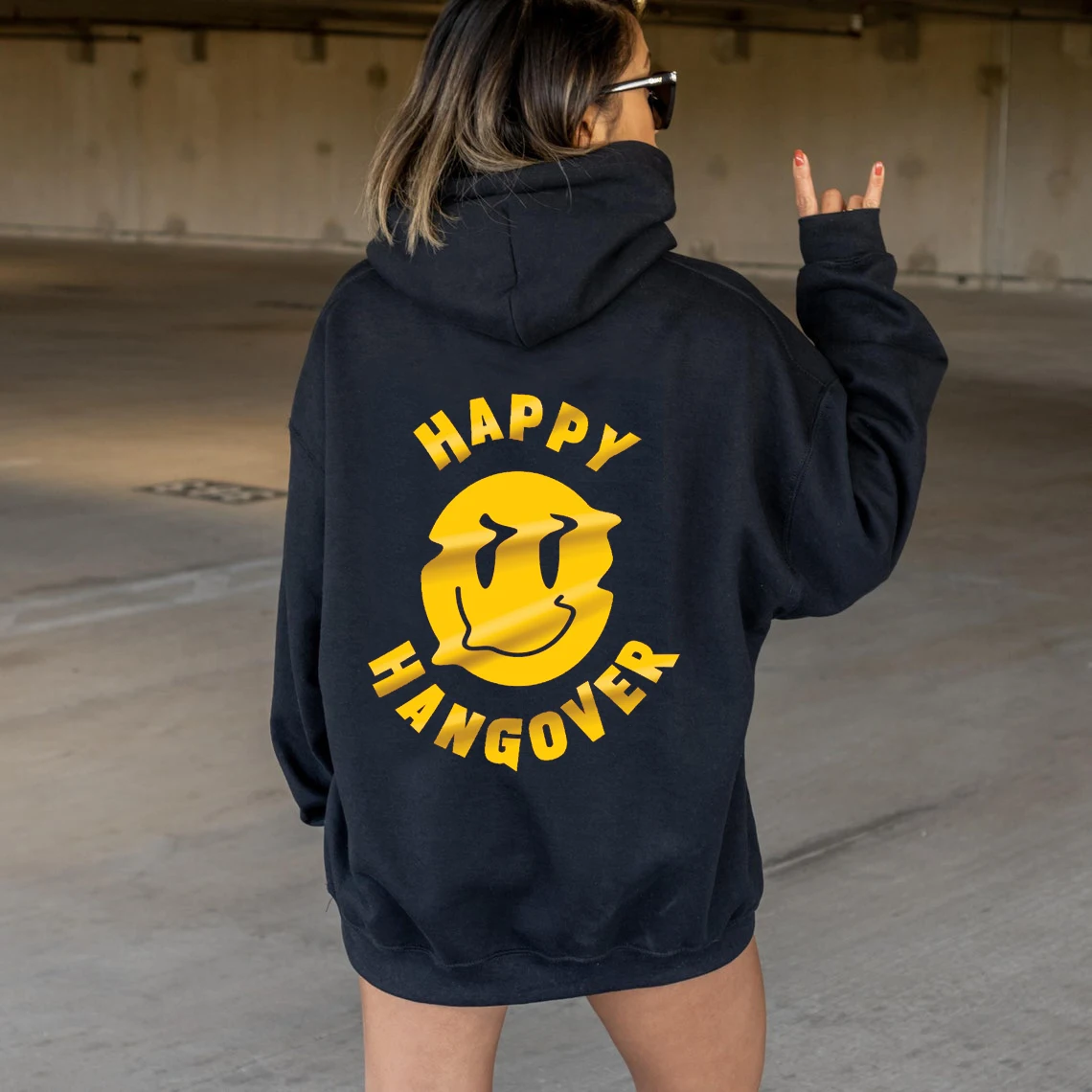 

Colored HAPPY HANGOVER Hoodie Women Hoody Sweatshirts Pullovers Fashion graphic pure cotton Streetwear top jumper fit hoodies