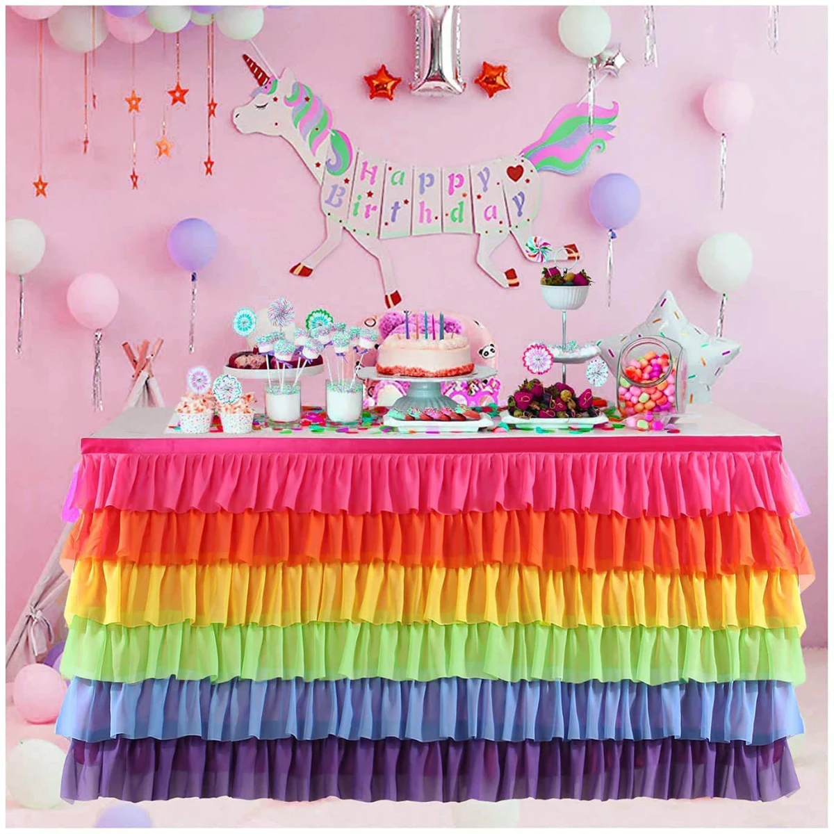 

Mermaid Theme Party Decoration 5 Layer Tulle Table Skirt Tutu Table Skirts Baby Shower Birthday Banquet Wedding Party Supplies