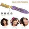 OEM/ODM Rhinestone New Hair Straightener  Comb Crystal Hotcomb Nano Titanium 500 Degrees Electric Bling Hot Comb 3