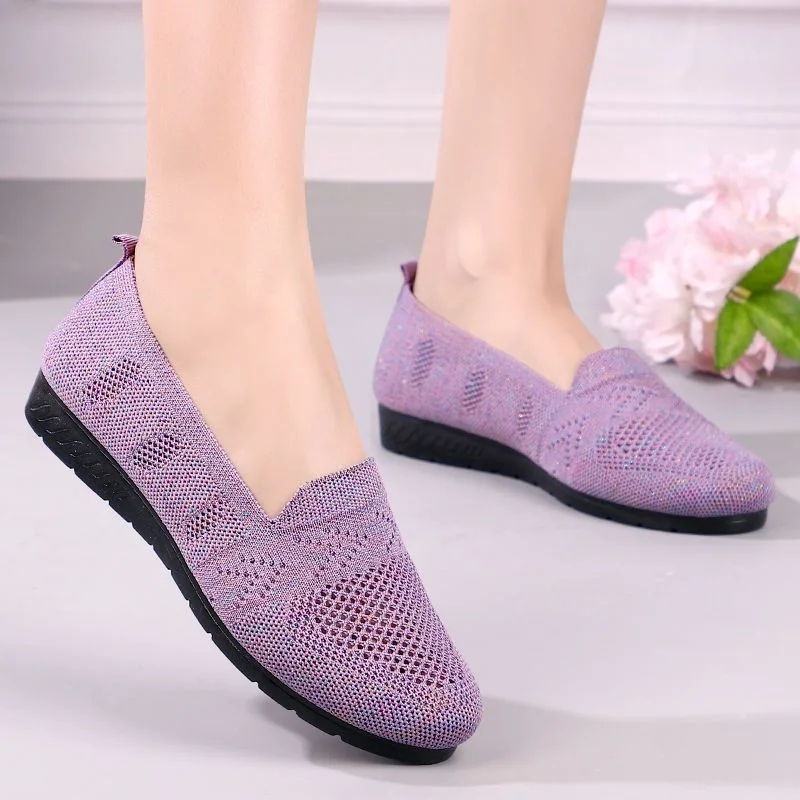 New Mesh Breathable Sneakers Women Breathable Light Slip on Flat Casual Shoes Ladies Loafers Socks Shoes for Women