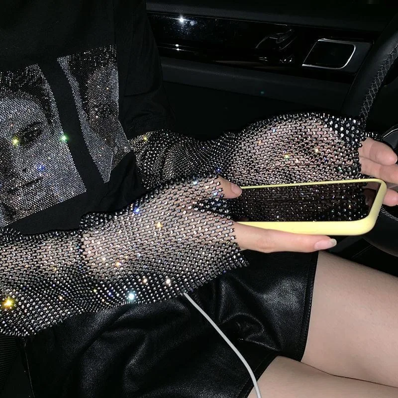Party Diamond Is Prevented Bask In Flash Set of Hollow Out Sleeves T-shirt Nets Hot Drill Sleeve Removable Hand Tao