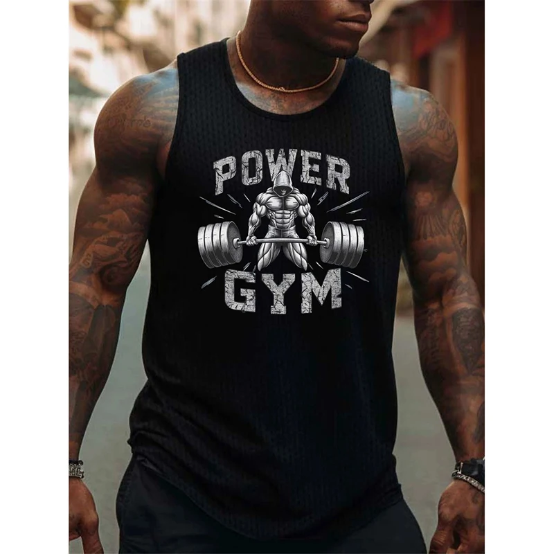 Power Gym Graphic Tank Top For Men A Must-have Vest For Fitness Enthusiasts Loose Breathable Sleeveless Shirt Street Y2k Vest 2