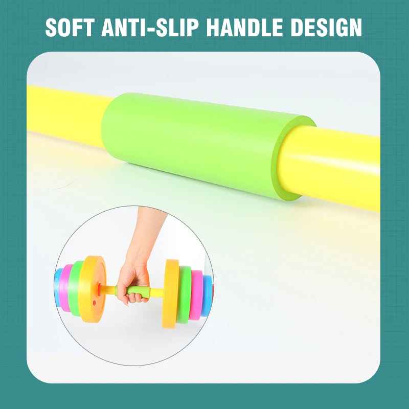 Set di manubri e bilanciere regolabili per bambini, attrezzatura fitness per allenamento indoor e outdoor, gioco sportivo genitore-figlio, regalo di compleanno per bambini e bambine - immagine 5