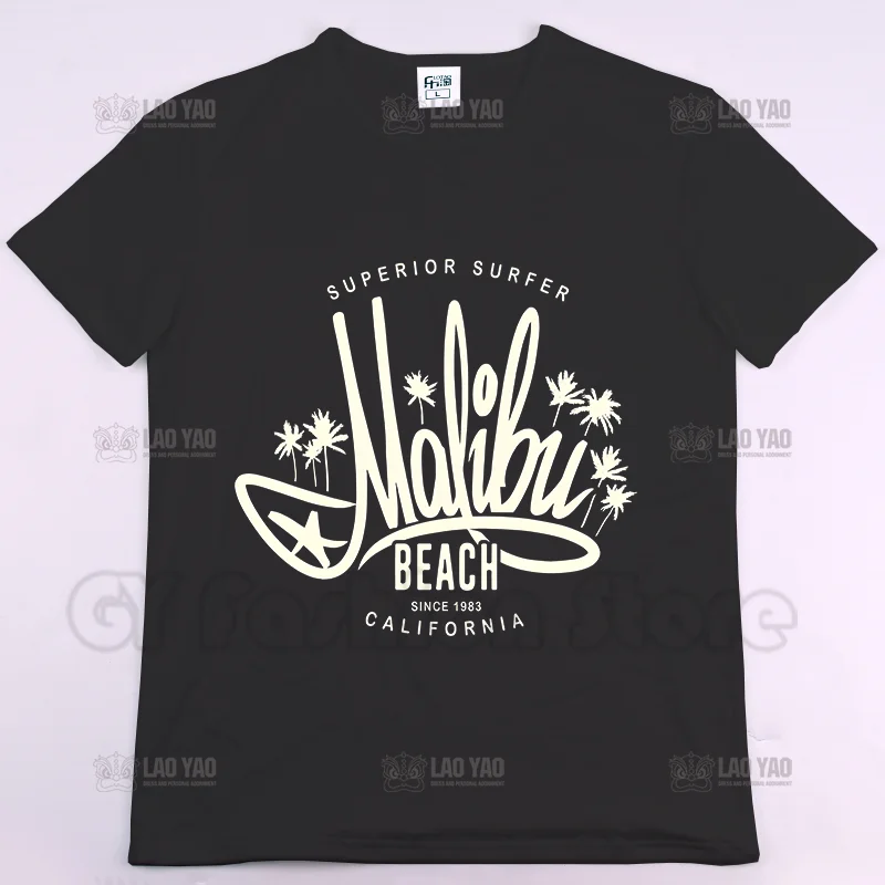 

Футболка с принтом улучшенного качества для серферов Малибу, Лидер продаж, летняя уличная одежда унисекс, модные топы, повседневные мужские и женские футболки