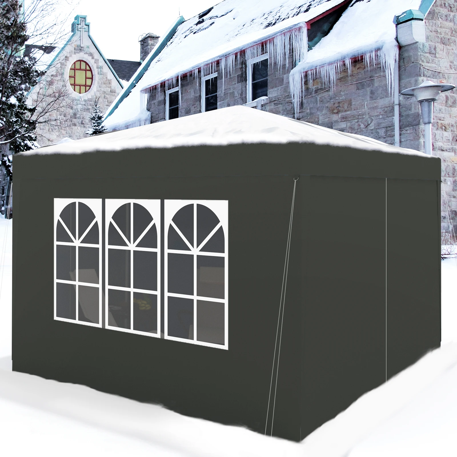 WOLTU Faltbares Gartenzelt mit Überdachung, 3 x 3 m, wasserdicht, UV-Sonnenschutz, mit Tragetasche, Sonnenschutz, Camping-Pavillon, Pavillon – Detail 17