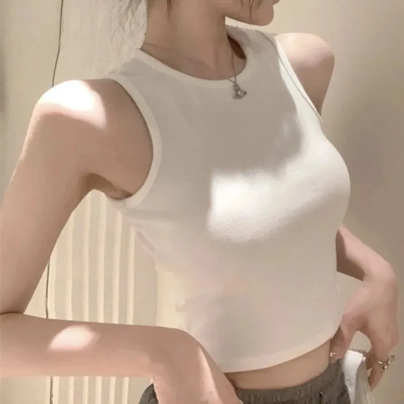 New Sleeveless Sexy Backless T-Shirts Female Slim Casual Crop Tops Fashion Vest Women Streetwear