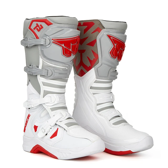  Botas de moto para hombre, transpirables, para motociclistas,  antideslizantes, para motocross, color rojo : Todo lo demás