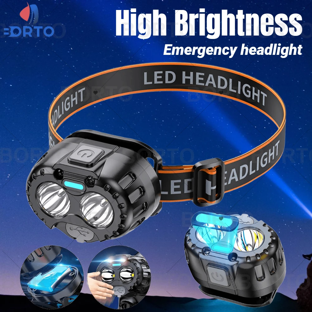 

High Brightness LED Headlight USB Rechargeable Built in Battery Lantern Flstar Fire Outdoor Camping Emergency Head Flashlight