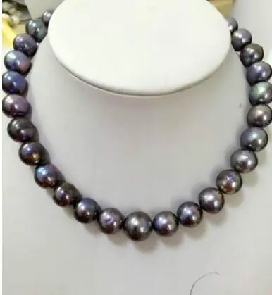 

HUGE 10-11 MM SOUTH SEA GENUINE BLACK grey PEARL NECKLACE