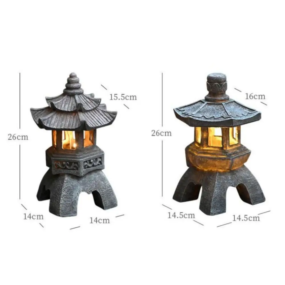 Solar Pagoda Lantern Garden Statue, for Landscape,Balcony,Garden,Patio,Porch Yard Art Ornament, Outdoor Zen Asian Decor 3