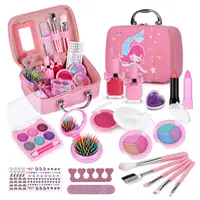 Girls Real Makeup Kit Washable Princess Play Makeup Set Kids Toys Safe Non Toxic Girls Pretend Play Birthday for Kids Gifts