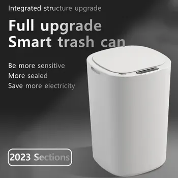 Smart Sensing Trash Can Automatic White Trash Can Kitchen Bathroom Waterproof 12L Electric Trash Can 1