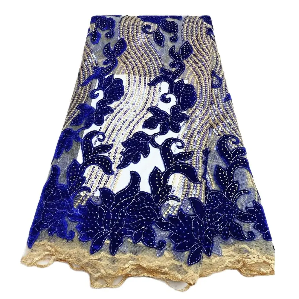 

African Sequins Lace Fabric for Girls, Soft Velvet, French Tulle, Mesh, Bridal Sewing, 5 Yards, Fashion