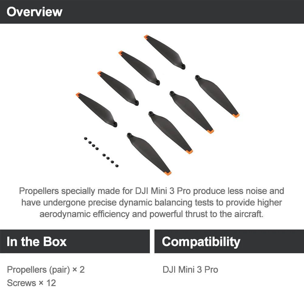 DJI Mini 3 Pro Propellers Original Accessories Low Noise Provide Higher Aerodynamic Efficiency and Powerful Thrust to Aircraft