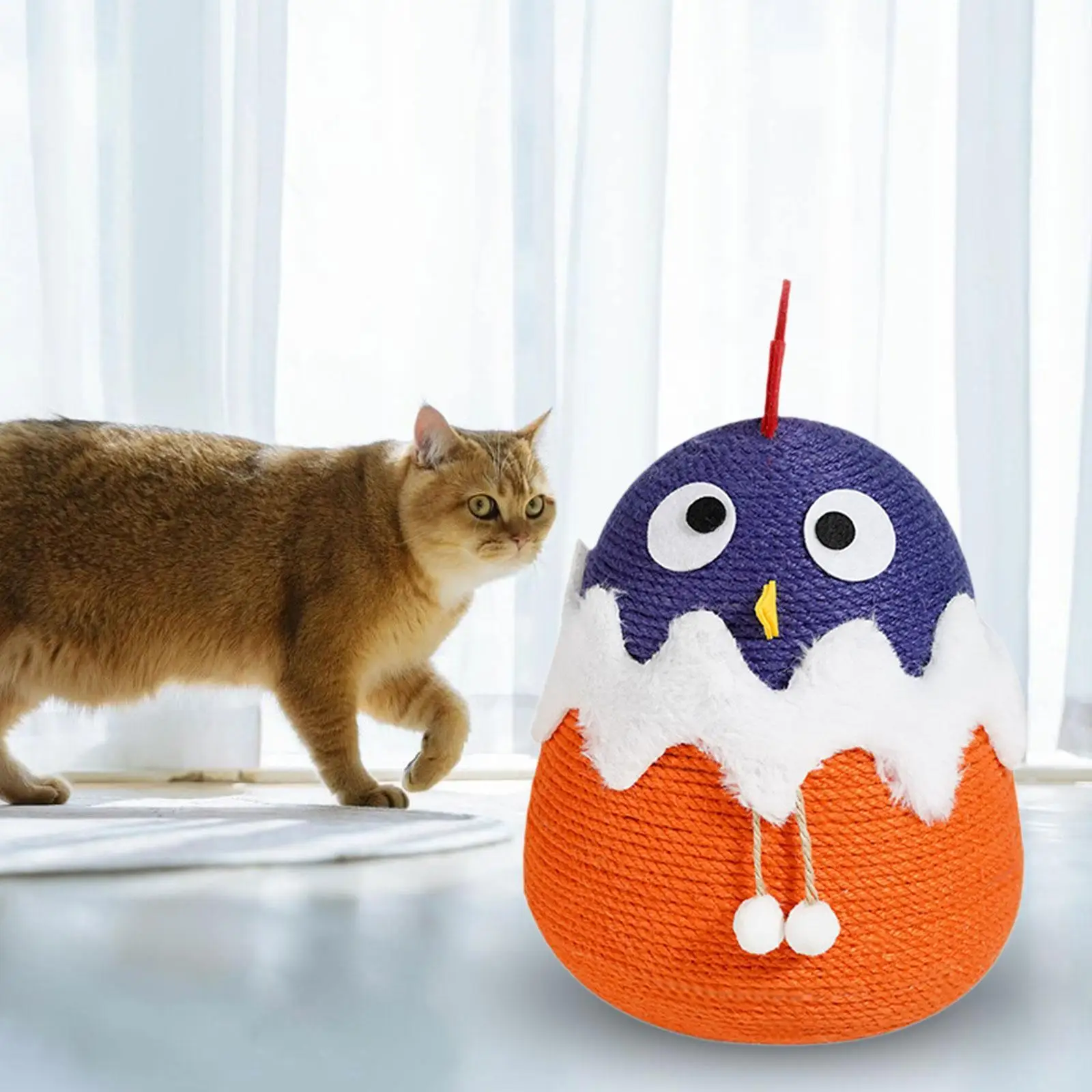 Sisal Cat Scratcher Toy Stable Furniture Protector Interactive Toy Cat Scratching Ball Toy for Kitty Rabbits Bunny Indoor Cat