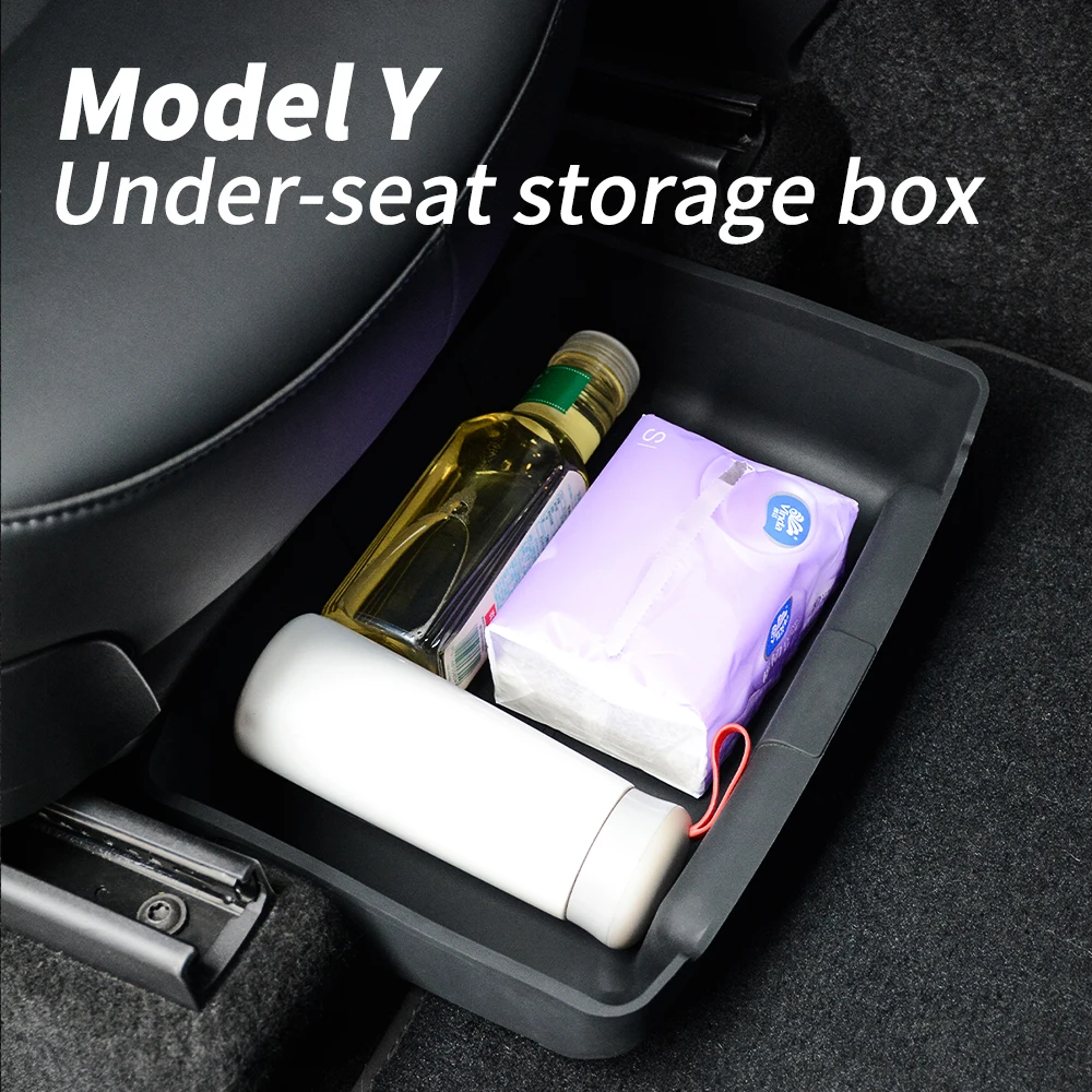 Per Tesla Model Y Under Seat Storage Box floccato Organizer cassetto Center  Console Holder Tesla Model Y accessori interni - AliExpress