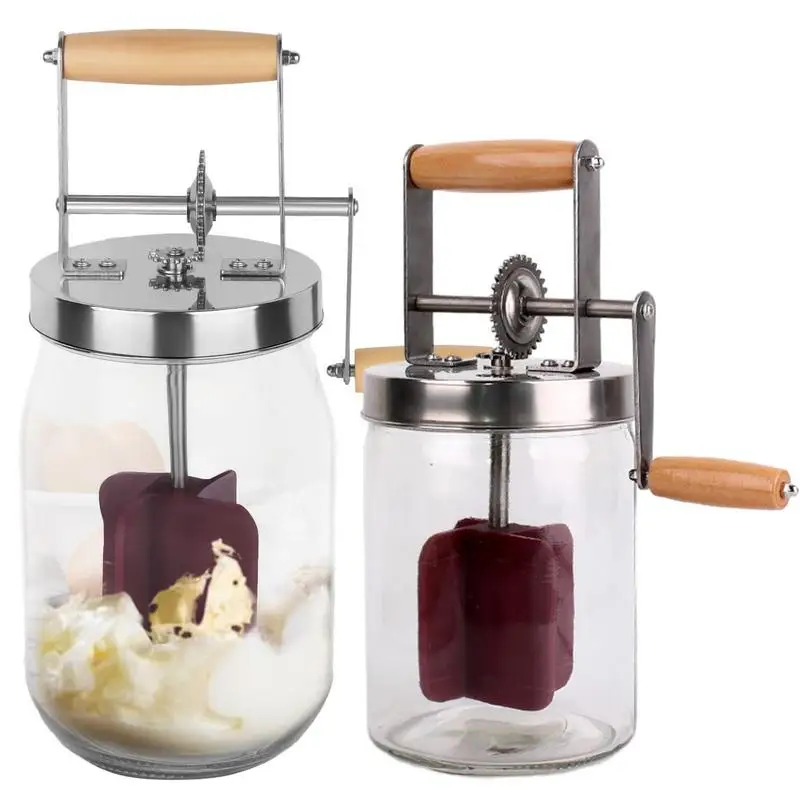 Hand Crank Butter Churner Manual Butter Maker Cream Mixer Silicone Food Stirring Tool Mason Jar Kitchen Accessories 1L/1.5L