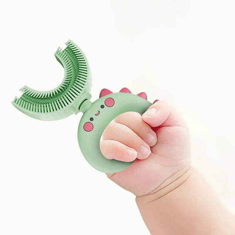 U-Shape Baby Toothbrush Baby Teether Toy 360 Degrees Silicone Cartoon Oral Brush Children Tooth Brush Teeth Cleaning Tool