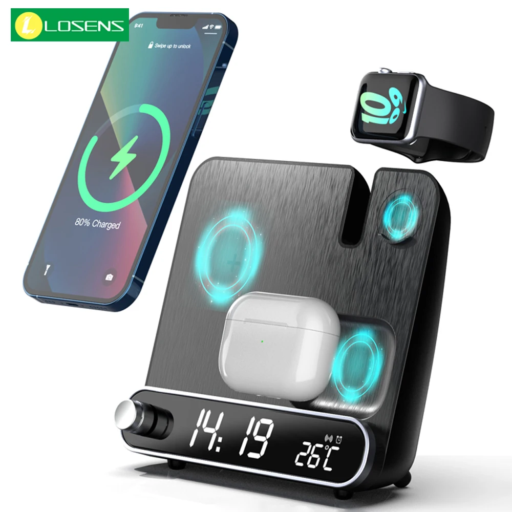 3 In 1 Fast Wireless Charging Station For Iphone 13 12 Pro Max Mini Led