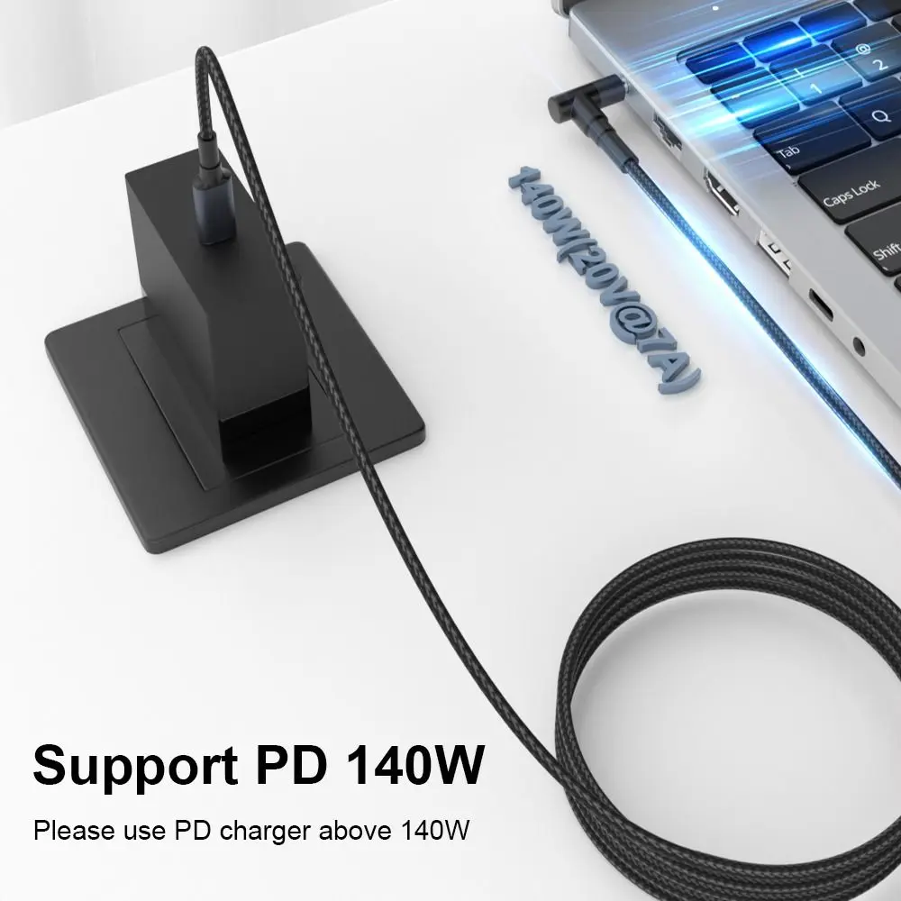 USB Type C to DC Cable, 180CM, PD 140W Laptop Power Supply Cord, 20V 7A Fast Charging Converter Line