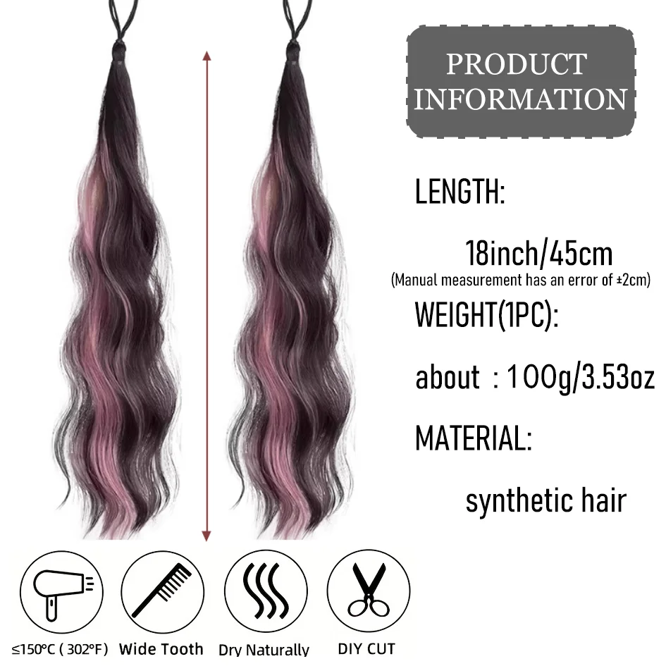 Synthetic 18 inch wig braid, children's self winding colorful ponytail, dopamine dye, meatball hair loop, ponytail braid, divine