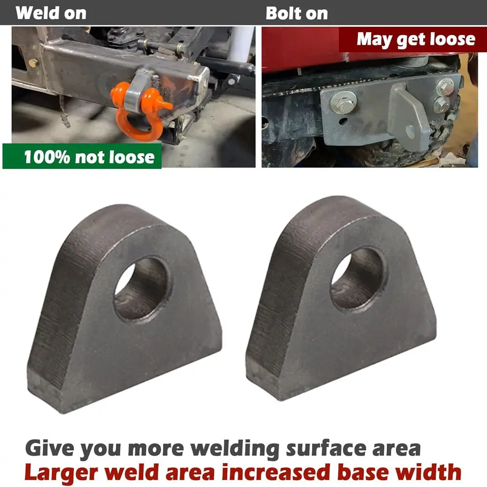 Weld On Shackle Clevis Mount 1-inch Steel Shackle Mount (Set of 2) for Offroad/Trucks/Trailer/Hydraulic Bucket Bumper Towing