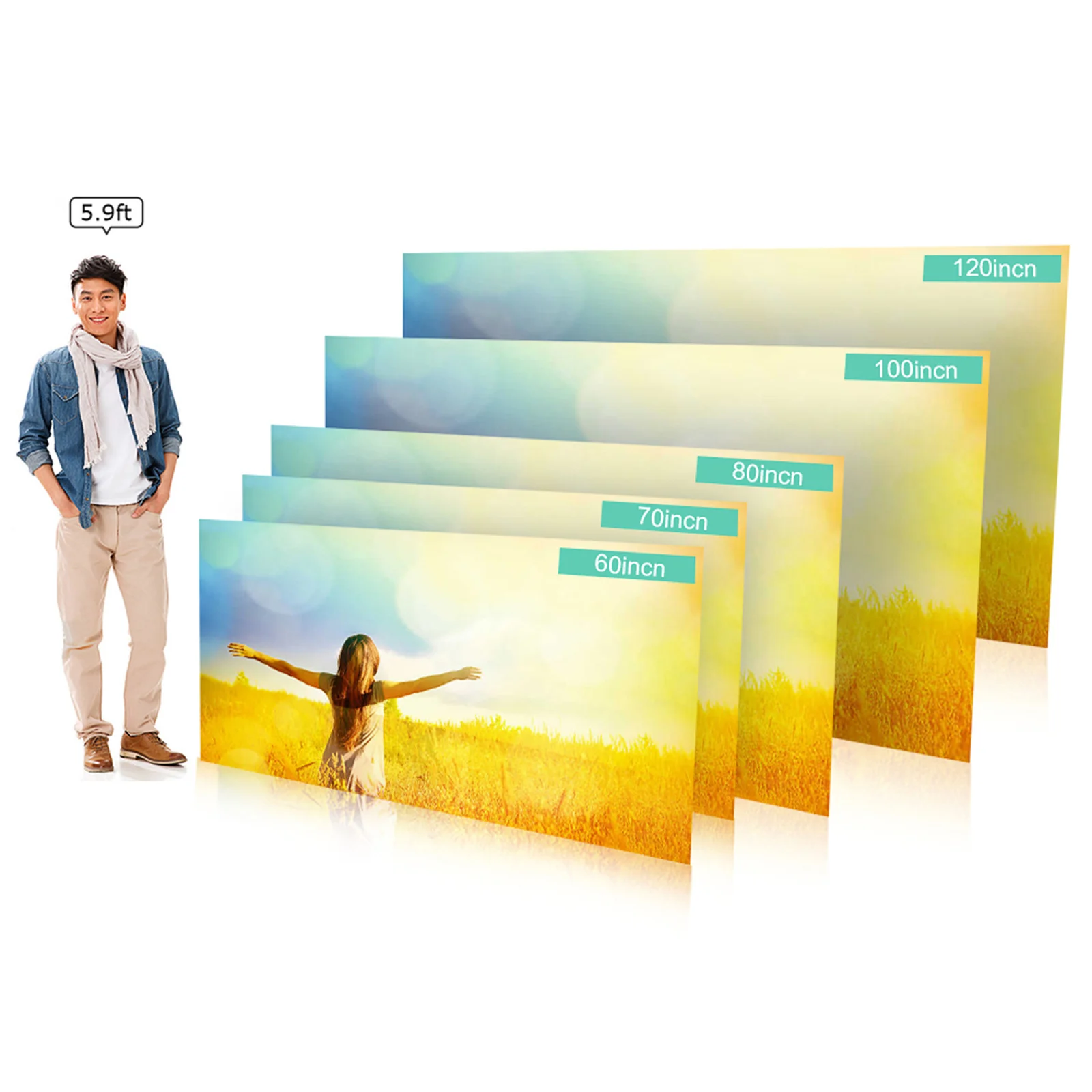Portable Projector Screen Fabric Cloth 16:9 High Brightness Anti-Light Reflective Projection Curtain For Home Outdoor Office Use Projection Screen