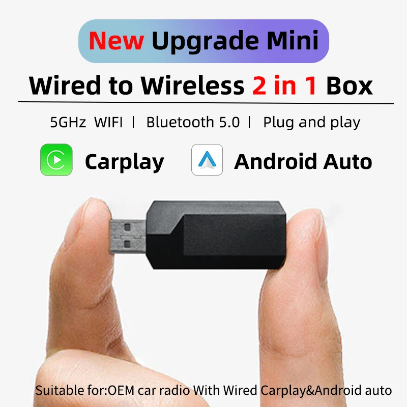 CarPlay Sans Fil 2 En 1 Pour Apple CarPlay/Android Auto,Mini