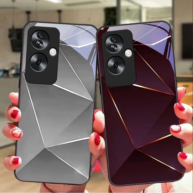 Geometric Prism Tempered Glass Black Phone Case