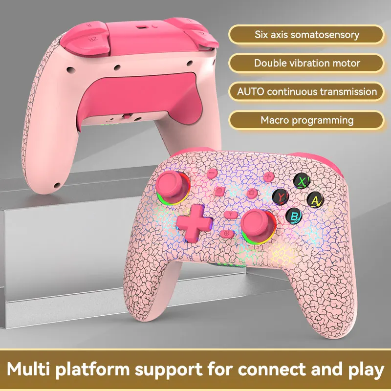 NEW Multi-Platform Wireless Gaming Controller for Switch Gamepad with LED Light Adjustable Vibration Joystick for Android/iOS/PC