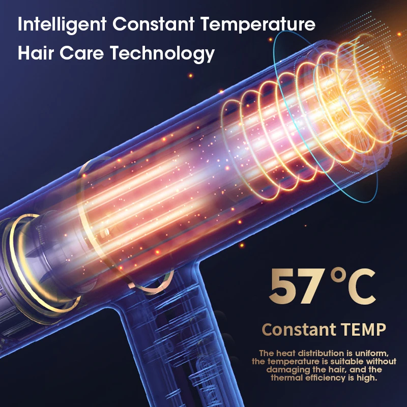Electric Hair Dryer Strong Wind Salon Dryer Hot Air&Cold Air Wind Negative Ionic Hammer Blower Dry Professional Hair Dryer 3