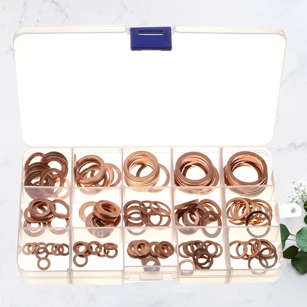 

1 Box of 150pcs Gaskets Assorted Oil Sealing Sump Plug Ring Flat Washer