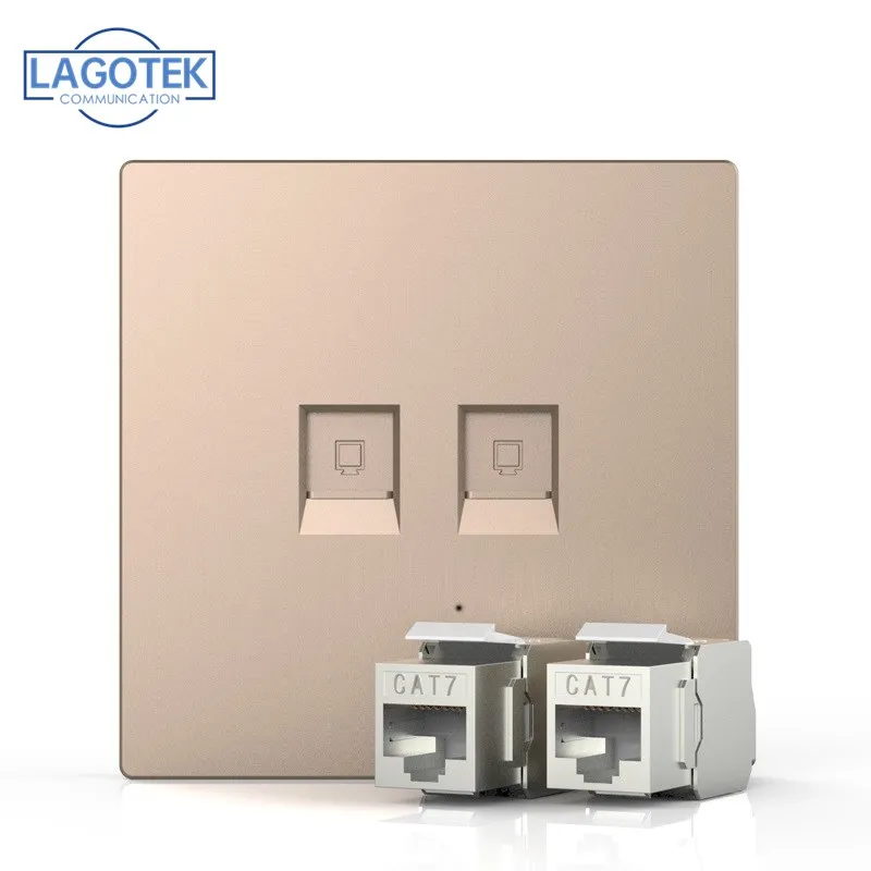 2 порта CAT7 CAT6A RJ45 искусственная кожа цинковый сплав CAT.7 CAT.6A разъем Keystone Jack для сети